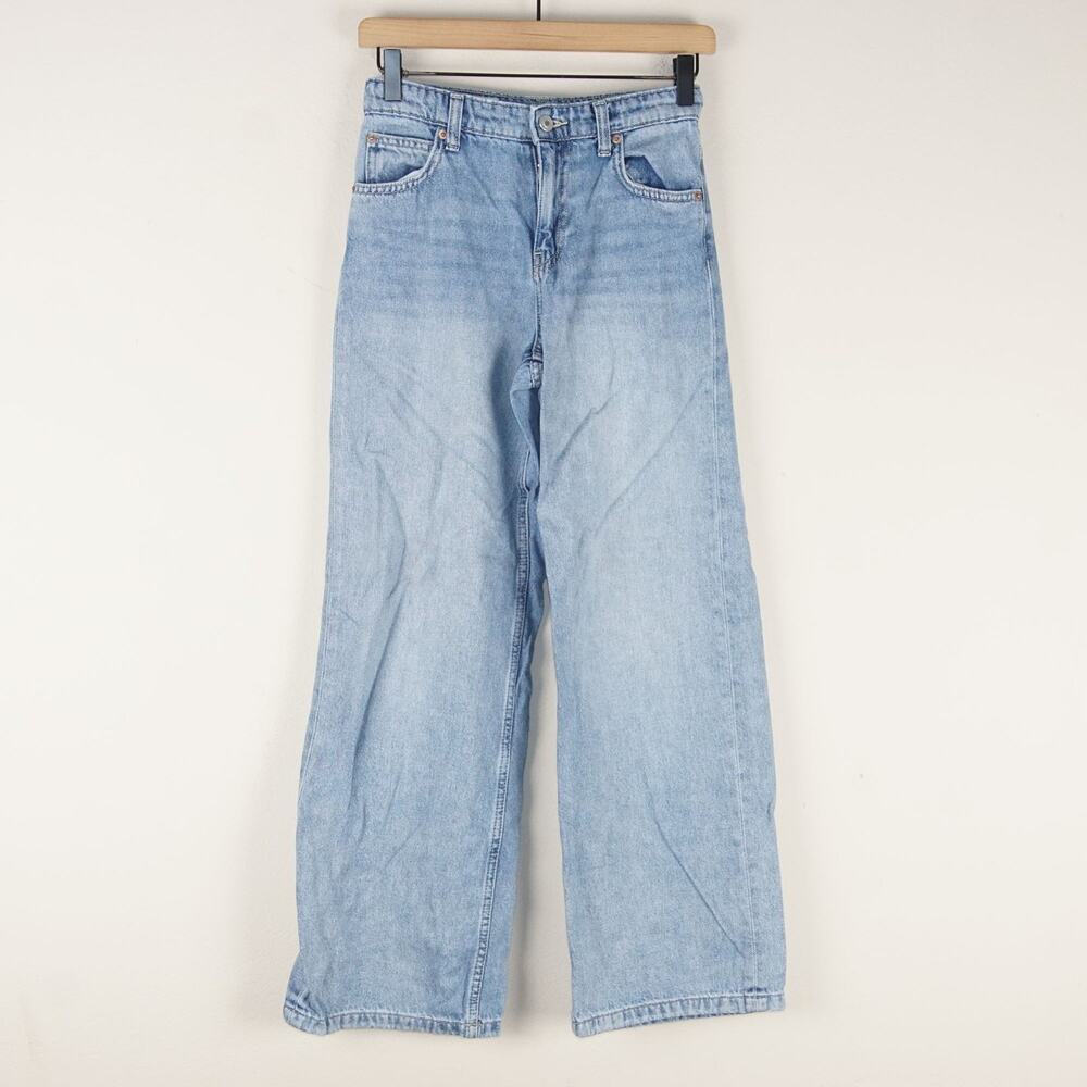 Zara Washed Effect Wide Leg Light Blue Baggy Jeans Girls Sz 12-13 Years
